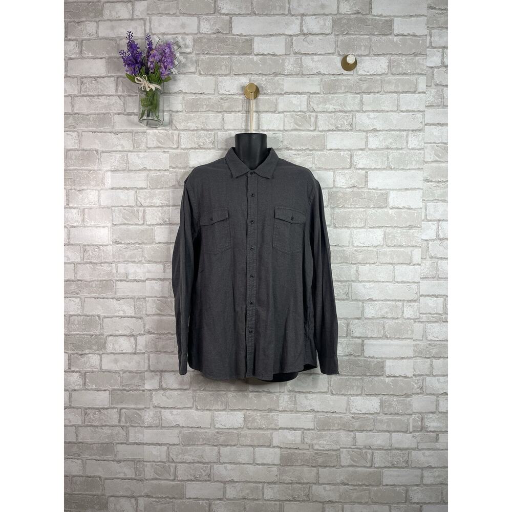Amazon Essentials Slim Fit Gray Cotton Flannel Button Shirt